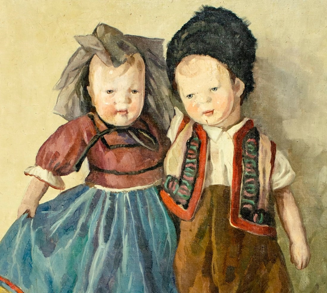 Artwork by Ritta Boemm, Two Dolls, Made of Oil On Canvas