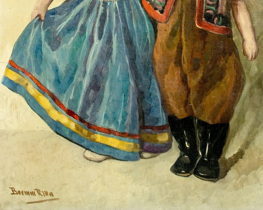 Artwork by Ritta Boemm, Two Dolls, Made of Oil On Canvas