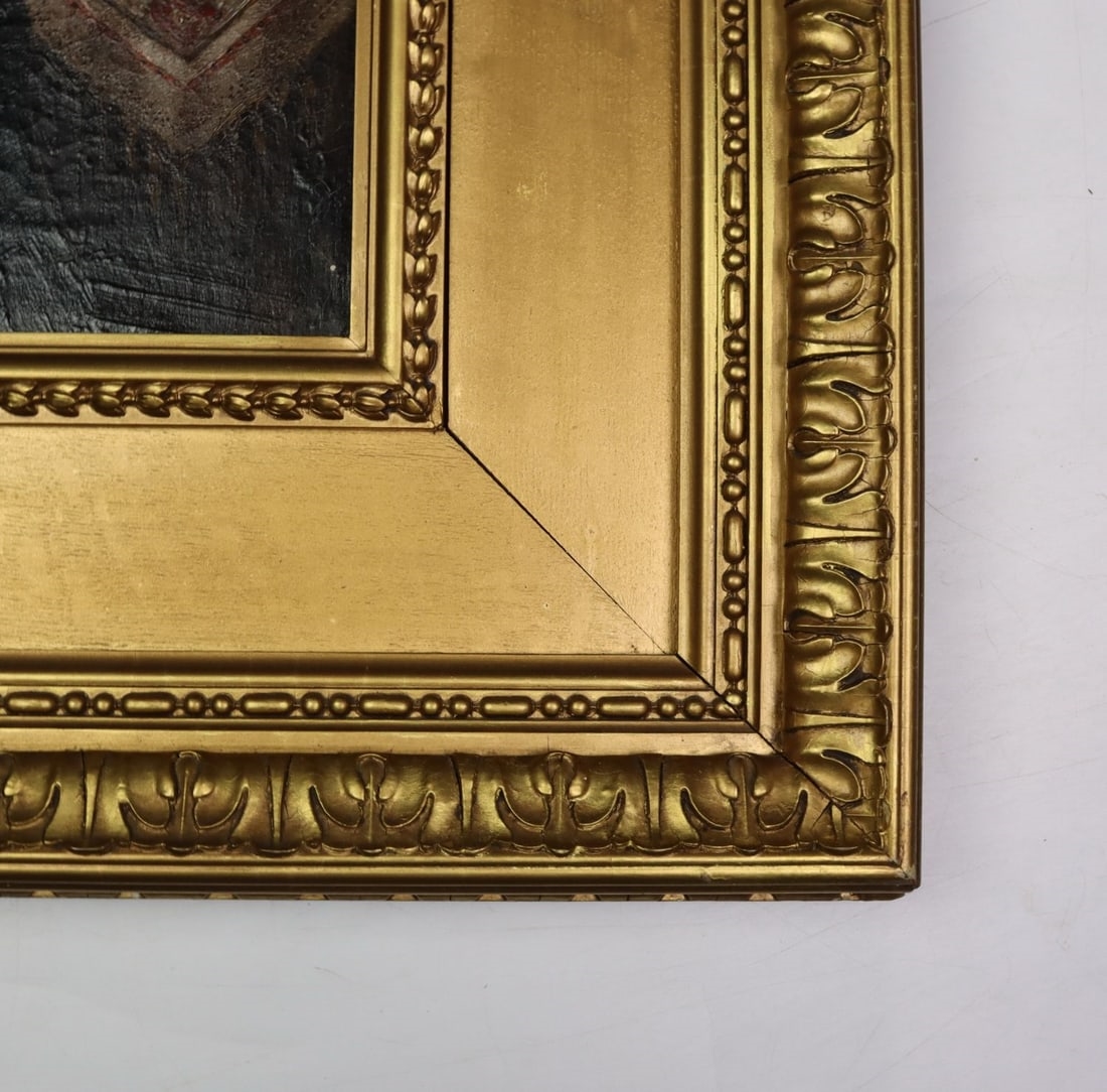 Artwork by Charles Frederick Lowcock, Woman Sewing by Birdcage, Made of Oil On Canvas