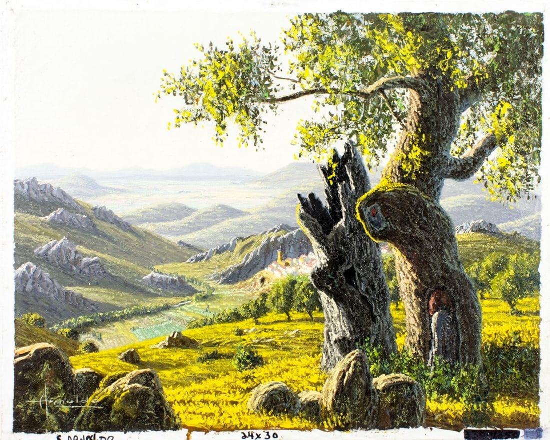 Artwork by S Arnaldo, Hilly Landscape, Made of Oil On Canvas