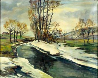 Winter Stream Landscape - Raphael Carl Reinhard