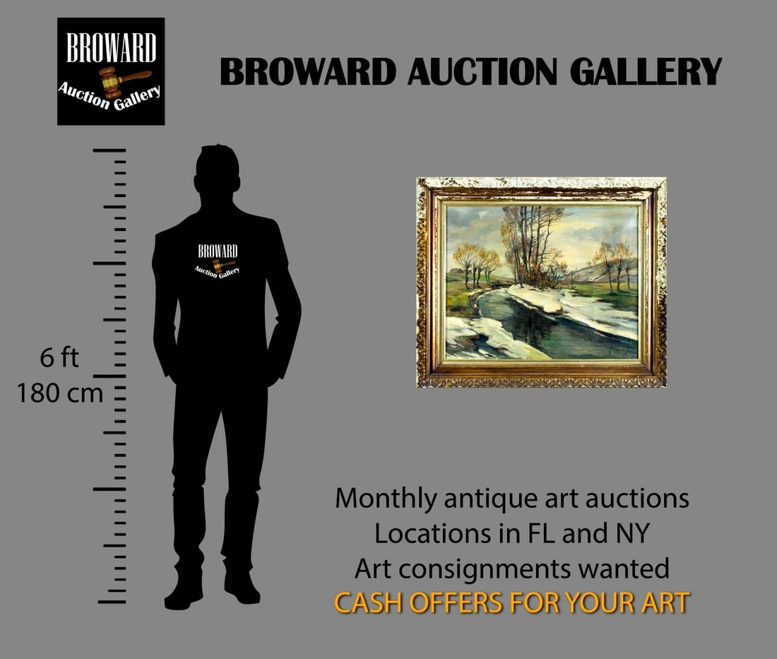 Artwork by Raphael Carl Reinhard, Winter Stream Landscape, Made of Oil On Canvas