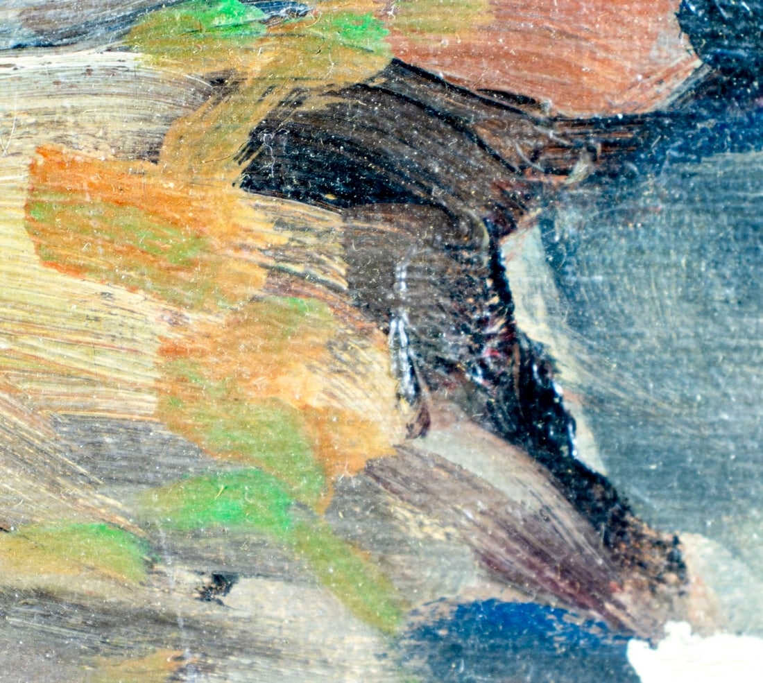 Artwork by Raphael Carl Reinhard, Winter Stream Landscape, Made of Oil On Canvas