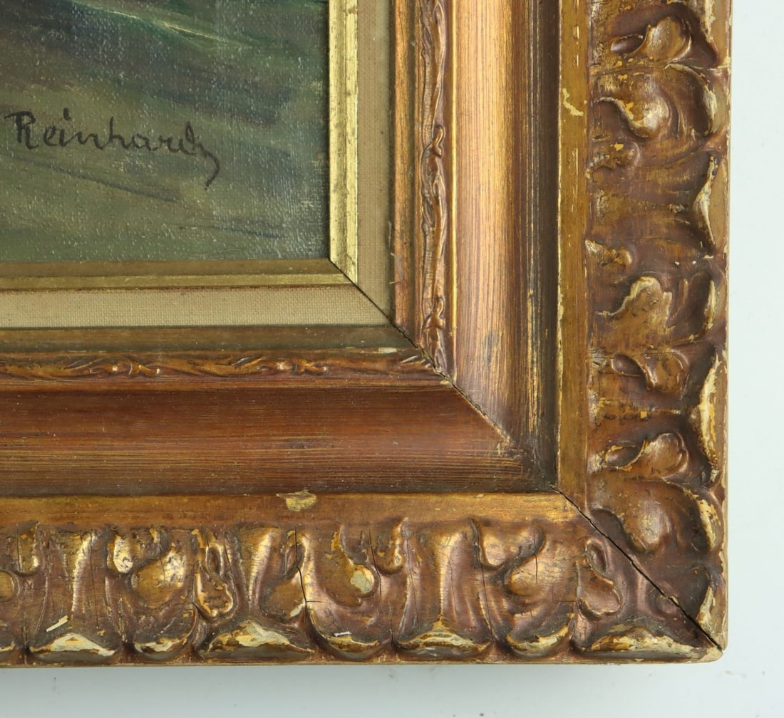 Artwork by Raphael Carl Reinhard, Winter Stream Landscape, Made of Oil On Canvas