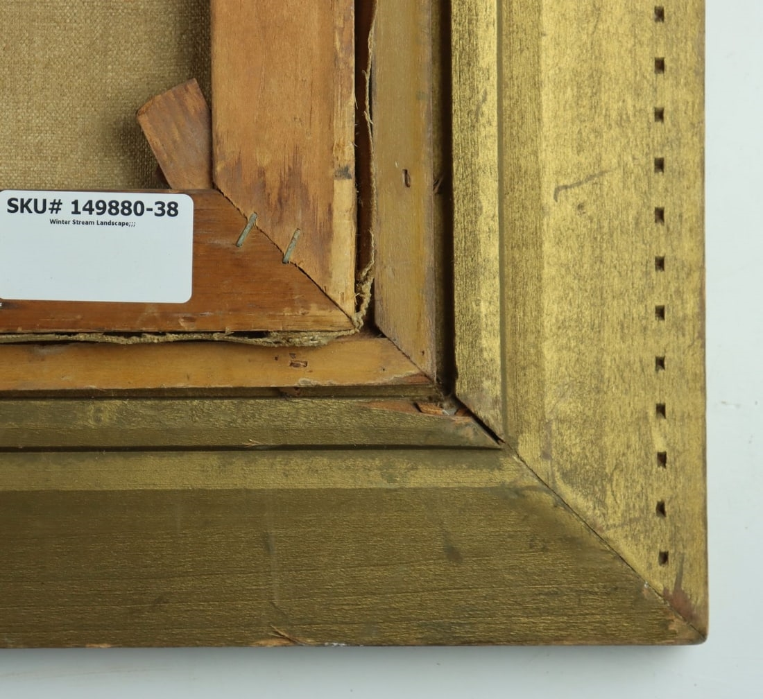 Artwork by Raphael Carl Reinhard, Winter Stream Landscape, Made of Oil On Canvas