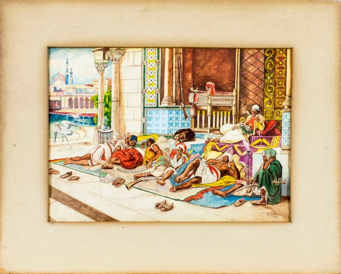J. E. Hahn | Orientalist Interior Scene (1934) | MutualArt