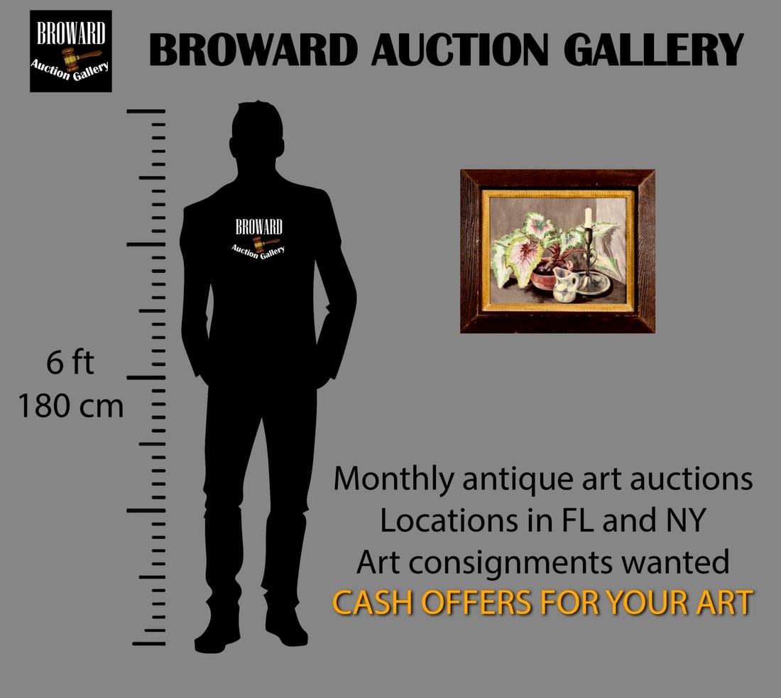 Artwork by E Baardsen, Still Life with Plant, Jug and Candle, Made of Oil On Canvas Board