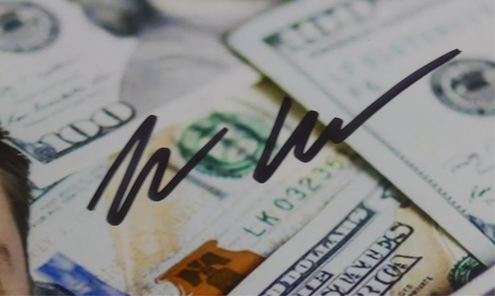 Artwork by Elon Musk, ELON MUSK $100 DOLLAR BILLS SIGNED PHOTOGRAPH, Made of photograph