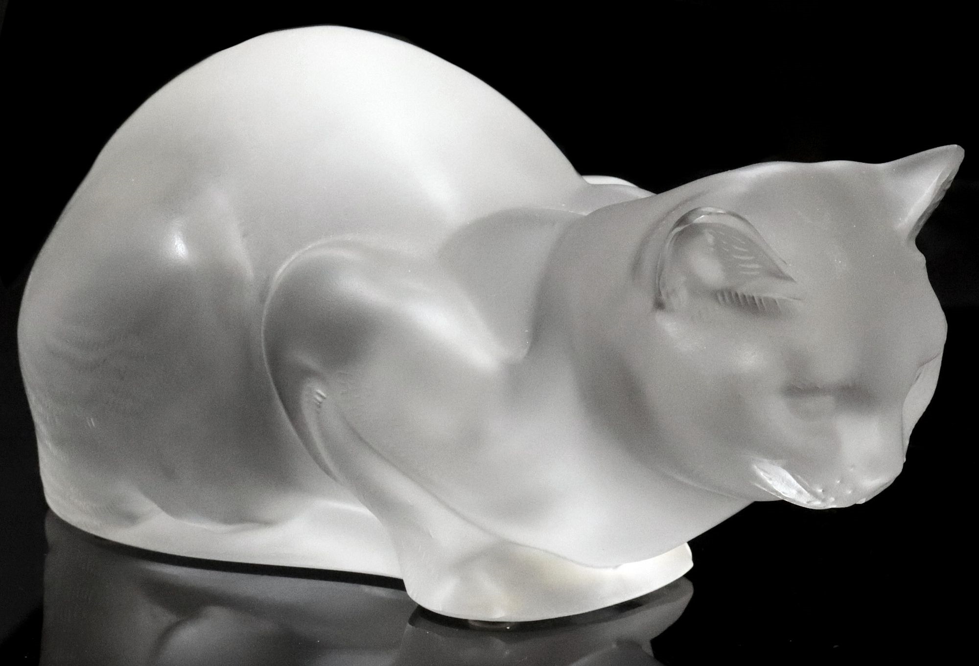 Artwork by René Lalique, Chat Couche (Crouching Cat, Made of Frosted Crystal