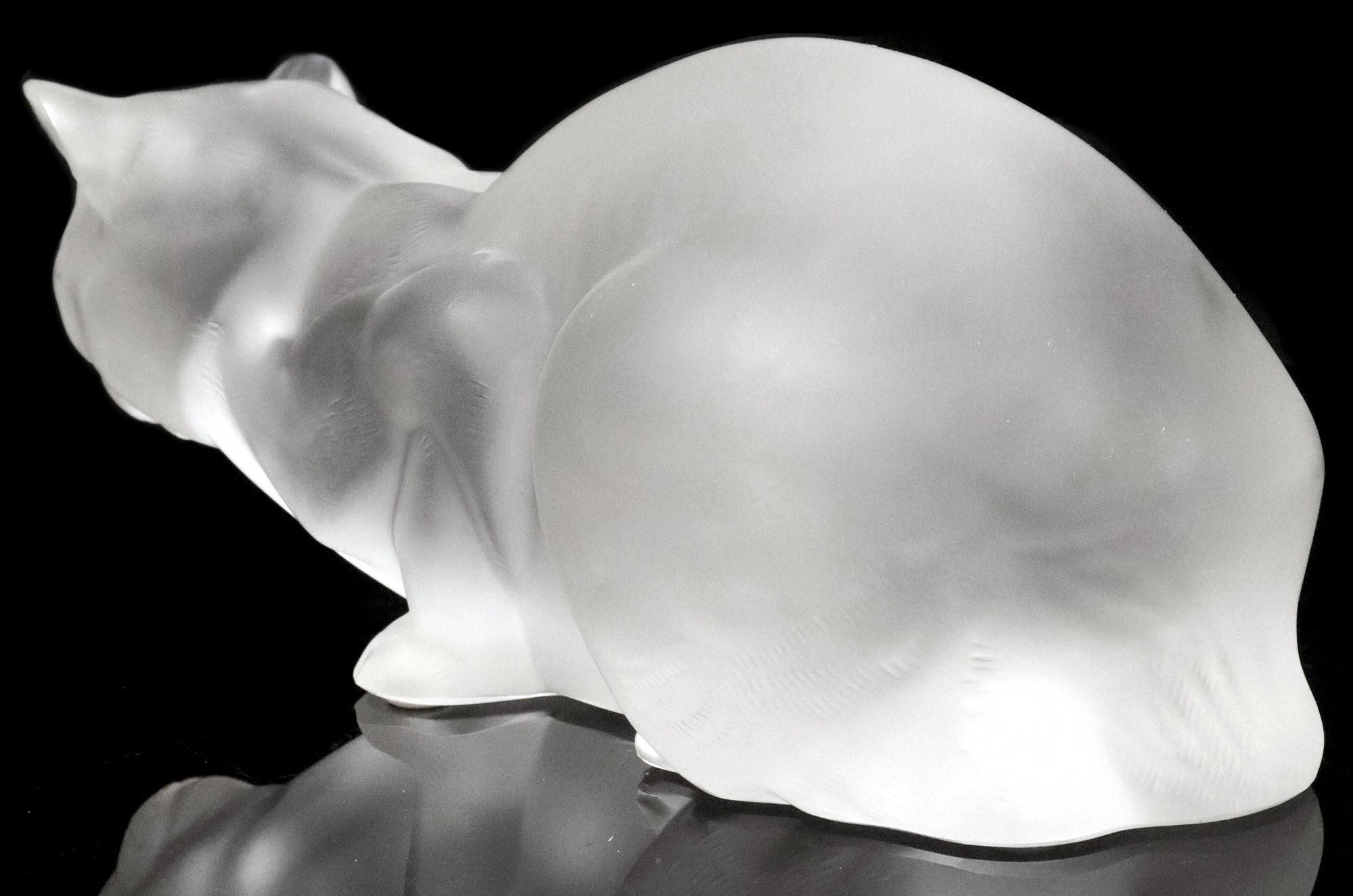 Artwork by René Lalique, Chat Couche (Crouching Cat, Made of Frosted Crystal