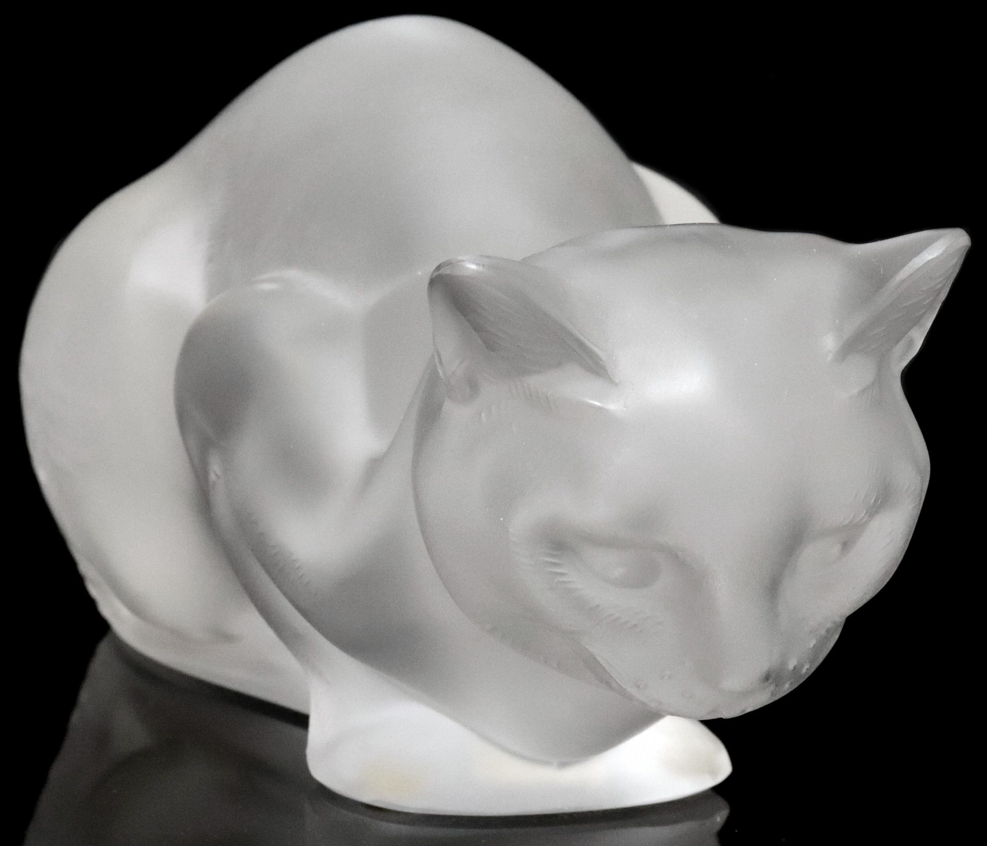 Artwork by René Lalique, Chat Couche (Crouching Cat, Made of Frosted Crystal