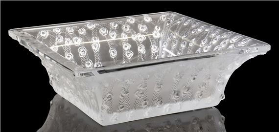 Clear & Frosted Glass Roses Coupe Carree