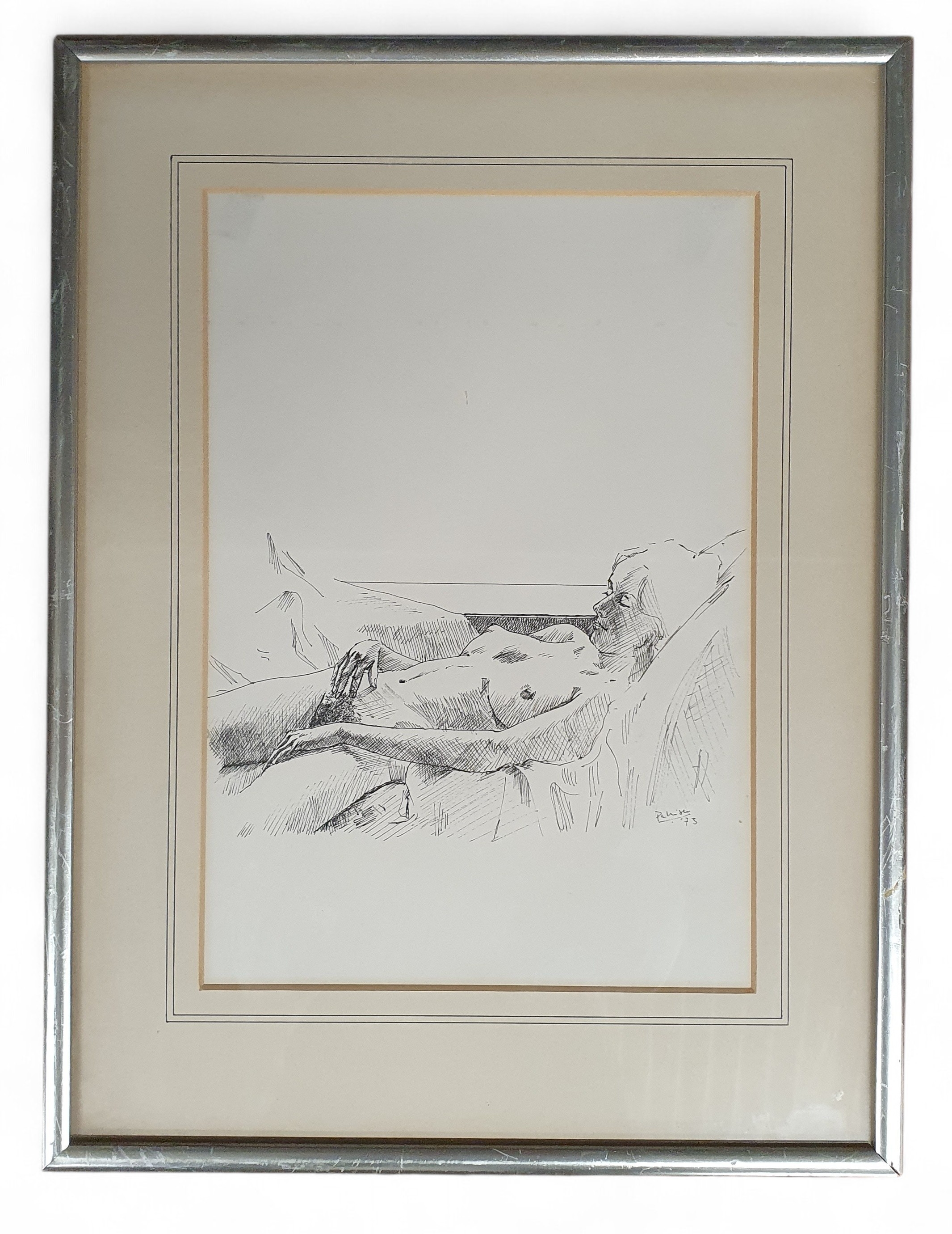 Anthony Palliser | a pen and ink sketch of a nude woman lying on a bed ...