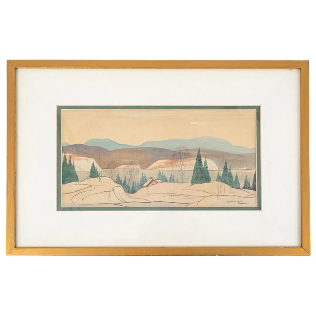 Graham Norwell | A cabin along a mountainous backdrop (Circa 20th ...