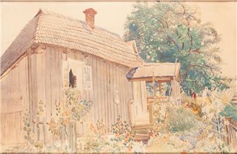 Landscape from Wola Rafałowska (&quot;Cottage under the pear tree - Stanisław Masłowski