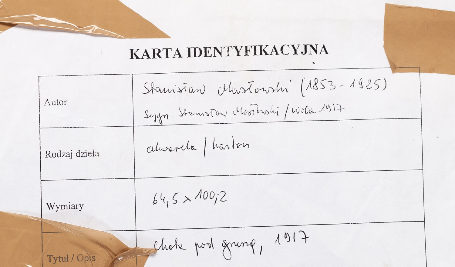 Artwork by Stanisław Masłowski, Landscape from Wola Rafałowska ("Cottage under the pear tree, Made of watercolour/cardboard