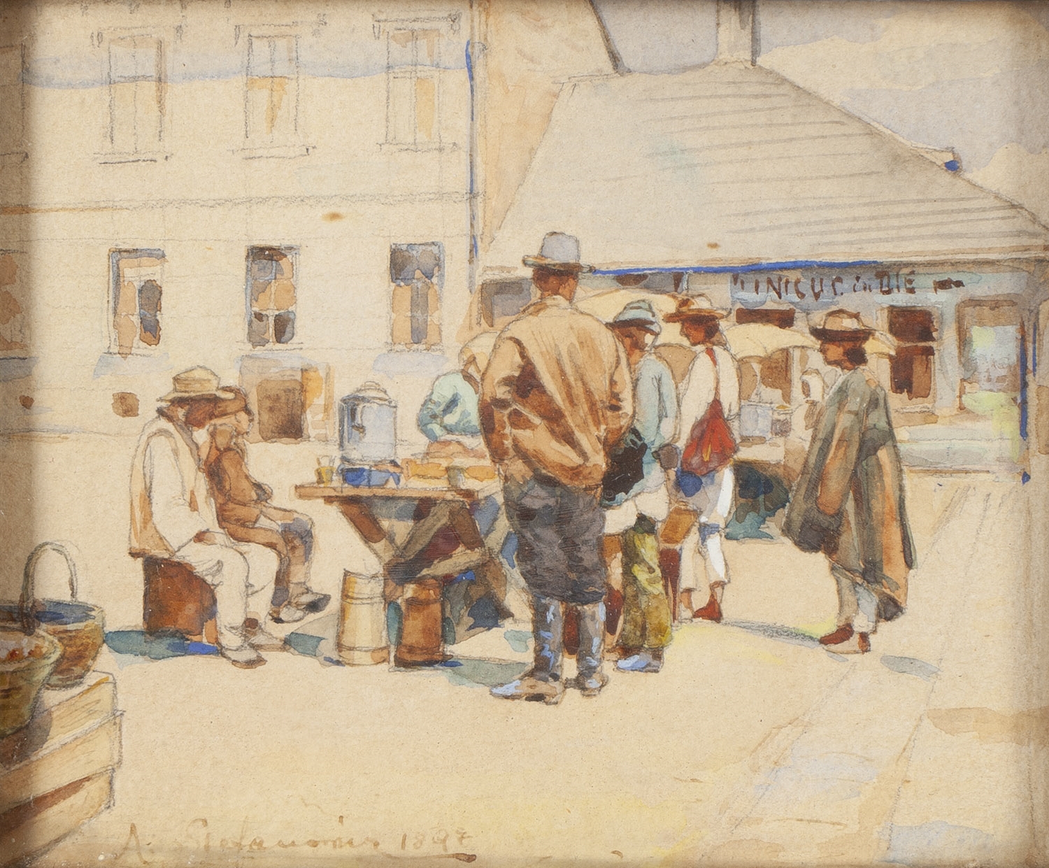Artwork by Antoni Stefanowicz, At the Market, Made of watercolour, pencil/paper