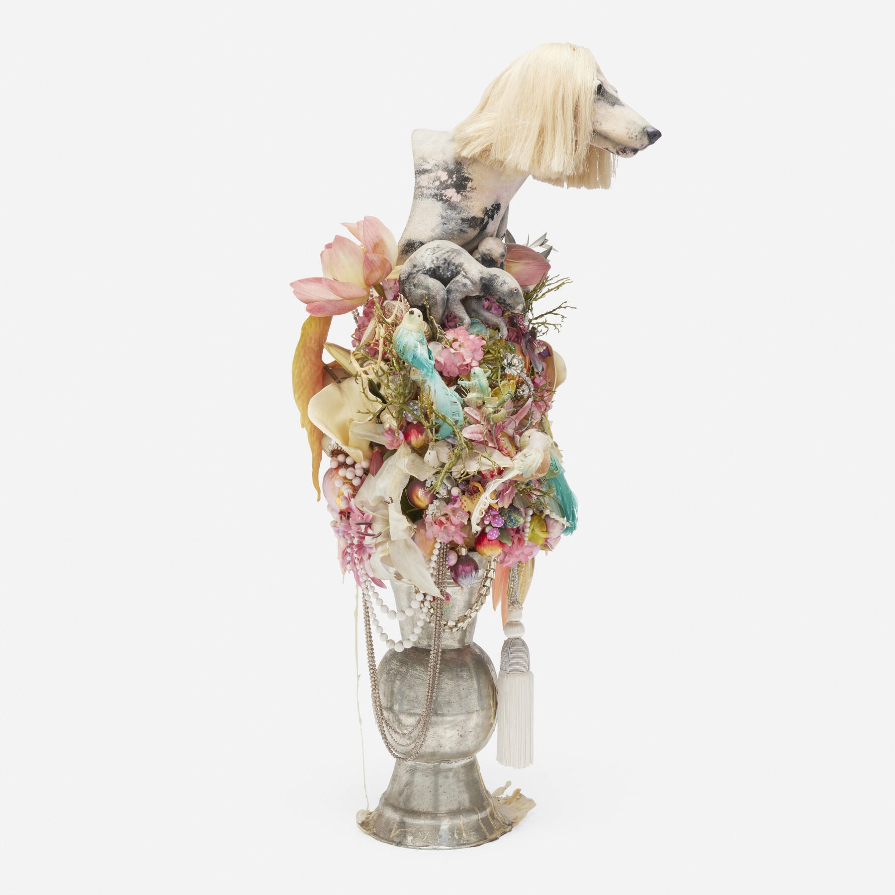 Artwork by David Hevel, Out On My Own, Made of Faux Taxidermy, Mixed Media Assemblage, Metal, Suede