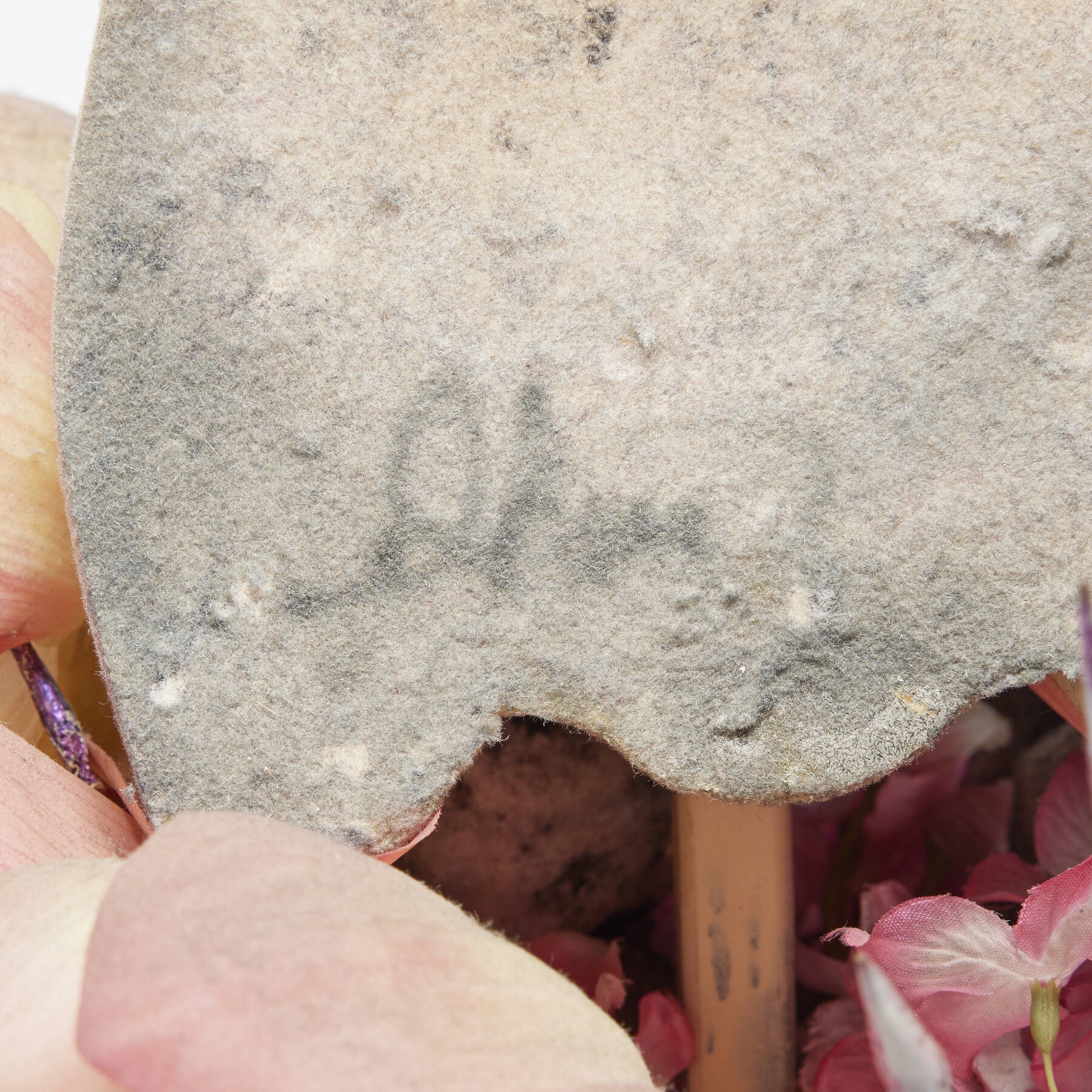 Artwork by David Hevel, Out On My Own, Made of Faux Taxidermy, Mixed Media Assemblage, Metal, Suede