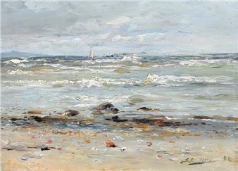 Coastal scenery with ships on the sea - Carl Meter August Schlichting Carlsen