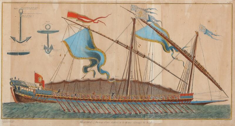 Jacques Nicolas Bellin | Marine, Dessein d'une Galere à la Rame nommée ...