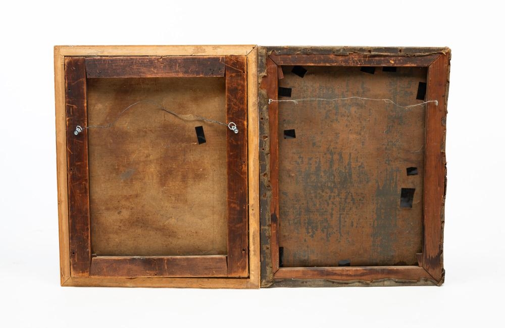 Artwork by American School, 19th Century, TWO AMERICAN SCHOOL OIL ON CANVAS PORTRAITS OF A GENTLEMAN AND LADY, Made of Oil On Canvas