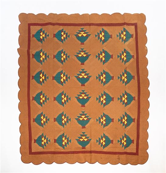 BASKET OF CHIPS QUILT by Amish, ca. 1880-90