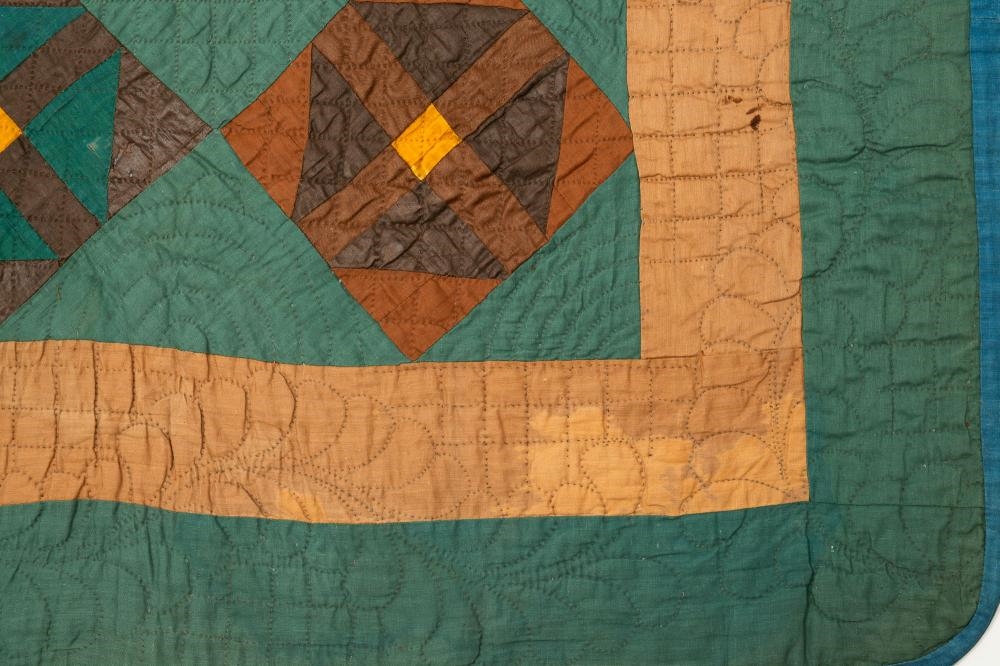 Artwork by Amish, CROSS IN A BLOCK QUILT, Made of Cotton