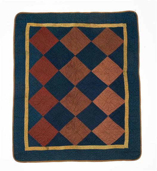 COTTON "DIAMONDS" CRIB QUILT by Amish, ca. 1880-90
