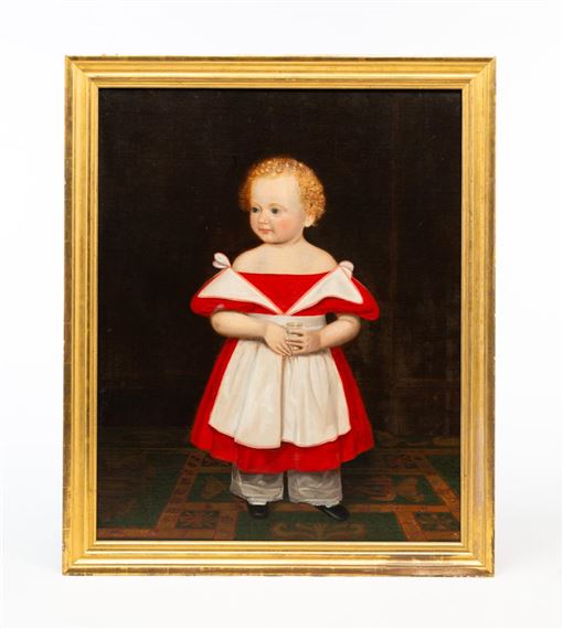Full-Length Portrait of a Child in Red Dress
