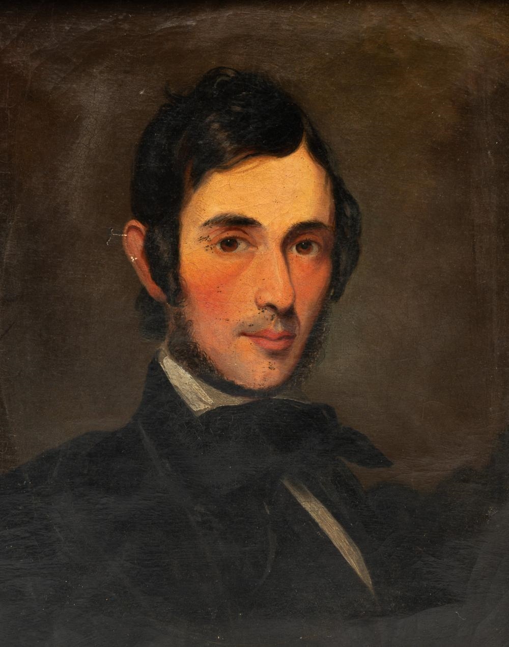 Artwork by American School, 19th Century, TWO AMERICAN SCHOOL OIL ON CANVAS PORTRAITS OF A GENTLEMAN AND LADY, Made of Oil On Canvas