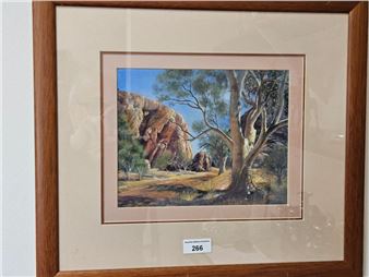 Central Australian Landscape with Gum tree - Nan Jury