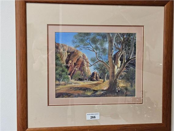 Central Australian Landscape with Gum tree - Nan Jury