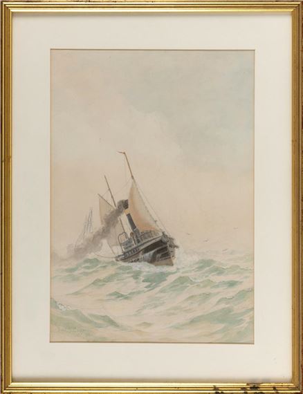 A steam/sail vessel at sea - Frederic Schiller Cozzens