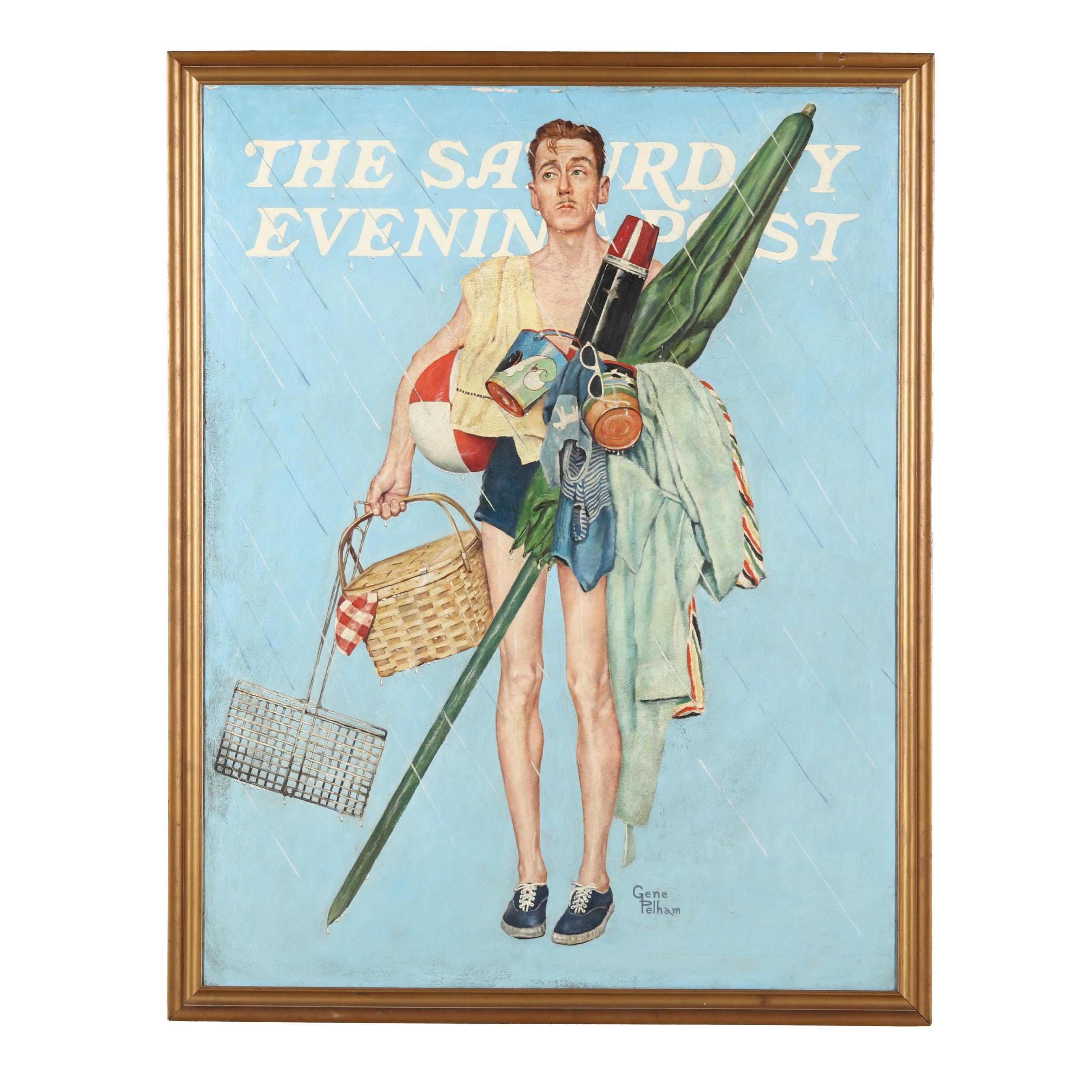 Artwork by Gene Pelham , Rainy Beach Day, Made of Oil On Canvas