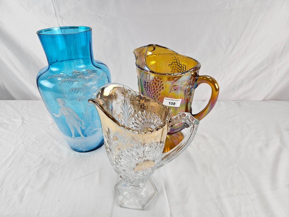 Artwork by Mary Gregory, Antique Mary Gregory large glass vase, Made of Glass