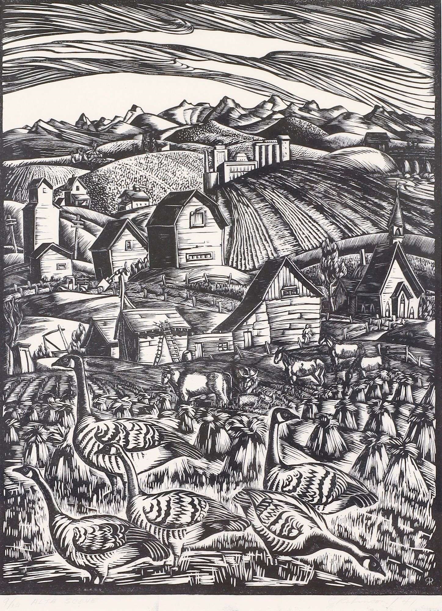 Artwork by Clifford Foard Robinson, ALTA SCENE, Made of Linocut On Paper