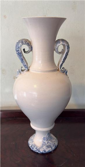 Vase, Blue Floral Motifs by Glenda Hoy