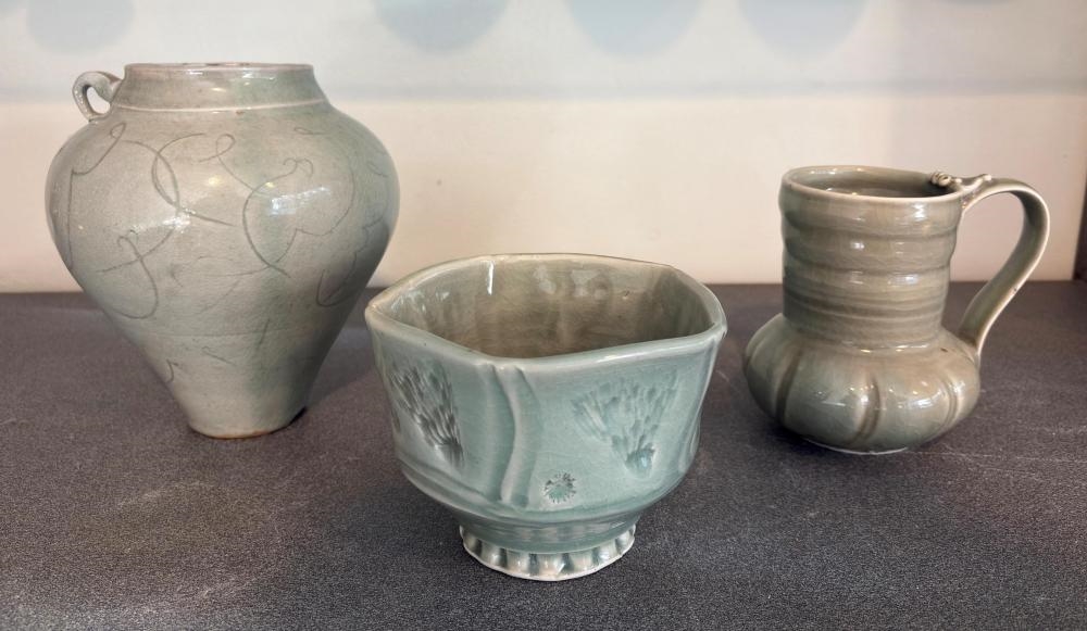 Artwork by Glenda Hoy, Vessels (3, Made of Celadon Glazed Ceramic