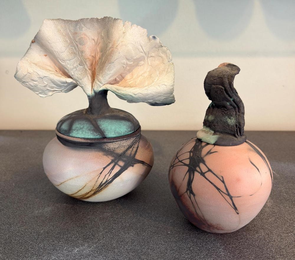 Artwork by Glenda Hoy, Lidded Pots (2, Made of Glazed Ceramic