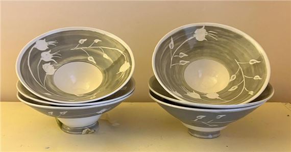 Floral Footed Bowls by Glenda Hoy