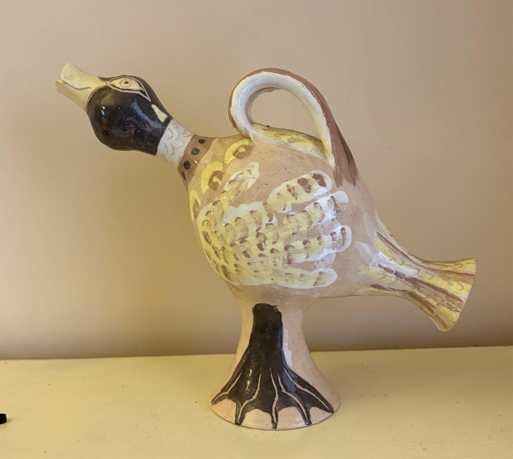 Artwork by Glenda Hoy, Duck Sculpture, Made of Glazed Ceramic
