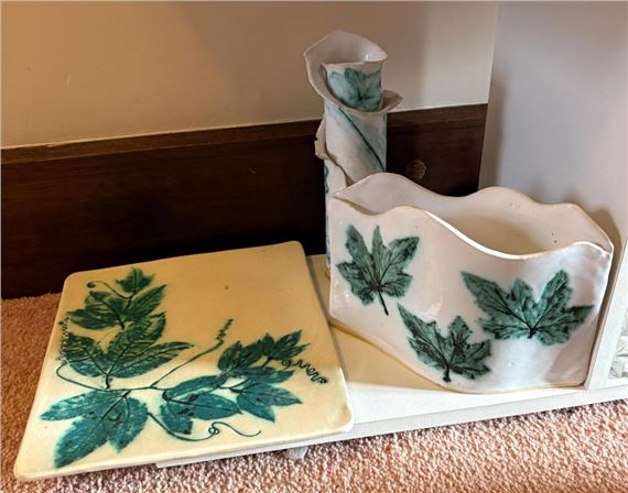 Autum Leaf Vases & Platter (3 by Glenda Hoy