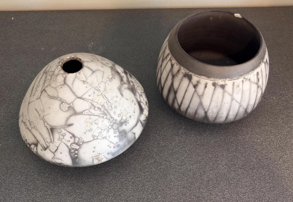 Artwork by Glenda Hoy, Bowl & Vase, Made of Glazed Ceramic