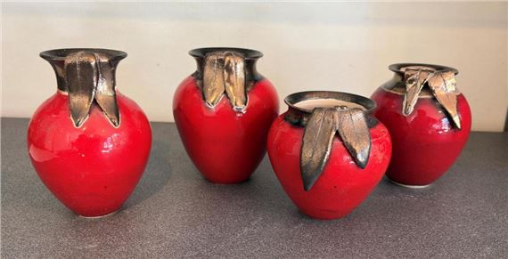 Vases with Gum Leaf Detail by Glenda Hoy