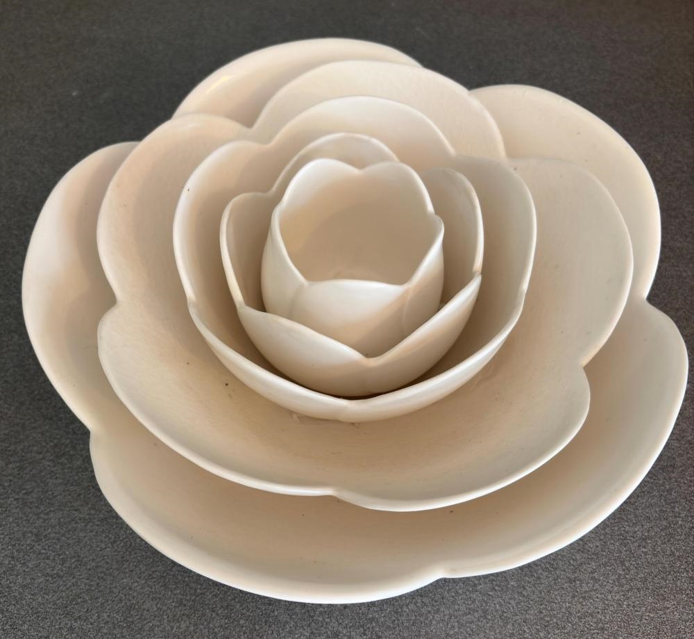 Artwork by Glenda Hoy, Flower Stacking Bowls, Made of Glazed Ceramic