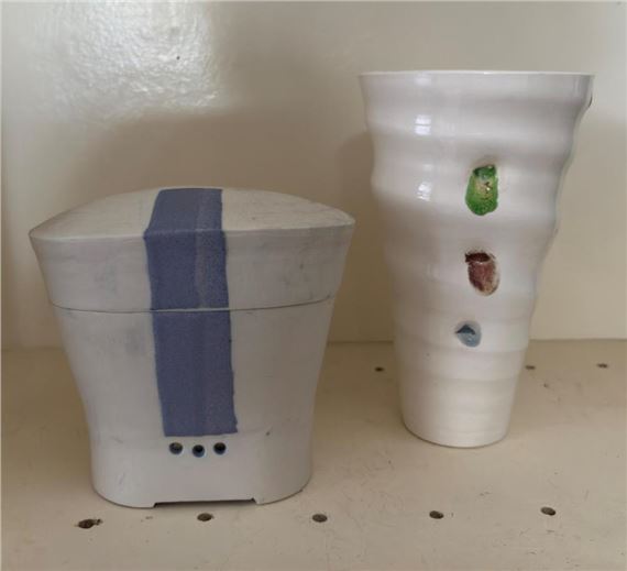 Lidded Vessel & Trumpet Vase by Glenda Hoy