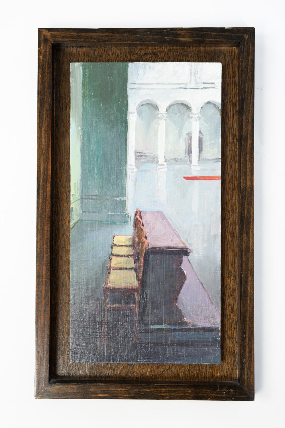 Artwork by Sherman Michael, KNEELERS AND CHAIRS, Made of Oil On Board