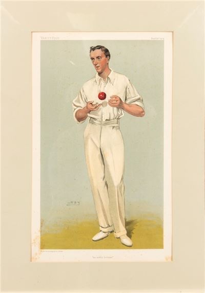 Seven original Vanity Fair chromo-lithographs featuring seven different English cricketers - Emile Zola