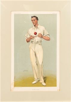 Seven original Vanity Fair chromo-lithographs featuring seven different English cricketers - Emile Zola